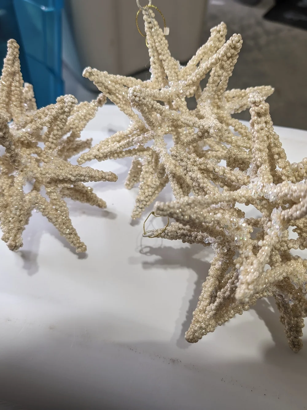 Pier 1 Cream Pearl Beaded Star Christmas Ornament
